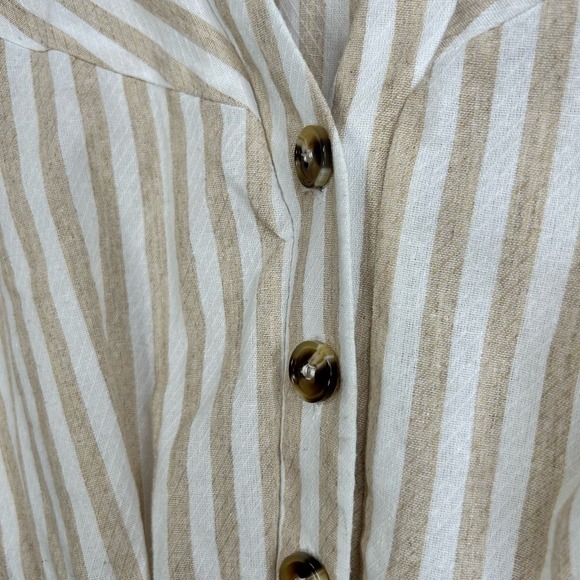 Milk & Honey Tan Cream Stripe Beach 100% Cotton Elastic Waist Romper Womens Med - Picture 6 of 10